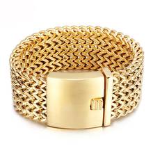 Novo aço inoxidável link chain pulseiras alta polido dubai ouro malha pulseiras para homens legal jóias acessórios presentes 2024 - compre barato