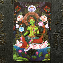 Green Tara mantra wheel - heart mantra, PVC card, Thangka, Amulet of peace, Buddhist card 2024 - buy cheap