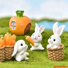 DIY Rabbit Animal Figurines Fairy Flower Pot Ornament Resin Rabbit Miniatures Landscape Plant Garden Home Decoration Kids Gifts 2024 - buy cheap