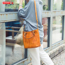 Retro Women Handbags Bucket Bag Female Large Capacity Shoulder Crossbody Bag First Layer Cowhide Handmade Genuine Leather Big 2024 - buy cheap
