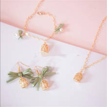 girl cute mini bird cage earring bowknot necklace girl braclet  jewelry  Accessories B984 2024 - buy cheap