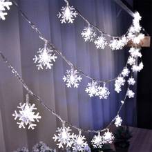 Guirnalda de luces LED de Navidad para decoración de interiores, cadena de luces de copos de nieve, 10M, 100 luces LED de hadas, para habitación, boda, vacaciones 2024 - compra barato