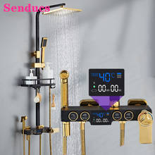Thermostatic Shower System Fancy Bathtub Faucet Stainless Steel Rainfall Shower Head Wall Mounted Bathroom Digital Shower Set 2024 - buy cheap