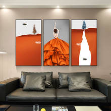 Modern Sexy Lady Canvas Posters Landscape Painting Printing Wall Orange Pictures for Living Room Bedroom Aisle Unique Home Decor 2024 - buy cheap