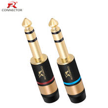 2pcs/1pair 1/4" Jack 6.35mm Stereo 3Poles Audio Connector Soldering Gold Plated 6.5mm Plug + Luxury Copper Shell Black Color 2024 - buy cheap
