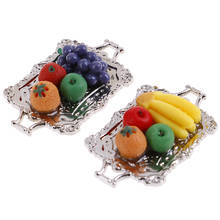 New Miniature Food Accessories Alloy Bakery Vegetable Fruit Plate Tray Food Simulation Furniture For 1:12 Scale Dollhouse Model 2024 - buy cheap