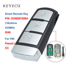 Keyecu-llave remota para coche, mando a distancia 3C0 959 752 BA, 3 botones, 433MHz, CAN ID48, para VW, Volkswagen, Passat y CC 2005-2010, 3C0959752BA 2024 - compra barato