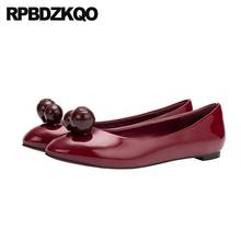 Designer Chinese Round Toe Red Wine Ladies Women Dress Shoes Patent Leather Flats Comfortable Fashion China 2021 Shallow Slip On 2024 - buy cheap