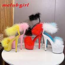 Mclubgirl-zapatos de tacón alto para mujer, Sandalias de tacón fino, sexys, impermeables, peludas, con plataforma Hate Sky, LFD 2024 - compra barato