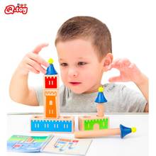 Wooden block puzzle Montessori kid toys wood changing dream castle building block IQ training game thinking gift logical 2024 - buy cheap