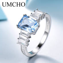UMCHO прямоугольные кольца из 925 пробы серебра с драгоценным камнем, романтический подарок для женщин и девочек, хорошее ювелирное изделие, Свадебные обручальные кольца 2024 - купить недорого