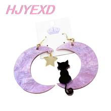 (1pair) HP053-Cat Moon Earring Acrylic Jewelry-Cat Themed Girl Gift Gothic Hypoallergenic Star Cat Moon Dangle Earrings 2024 - buy cheap