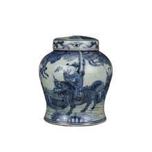 Early collection of Ming Dynasty blue and white Qilin send child cover can antique porcelain decoration 2024 - buy cheap