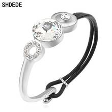 SHDEDE Embellished With Crystals From Swarovski Charm Bracelets Bangles Brand For Women Fashion Jewelry Leathers Black -15752 2024 - buy cheap
