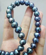 > Joyería noble collar de perla negra de agua dulce de 9-10MM, oro de 14 quilates de 17,5 pulgadas 2024 - compra barato