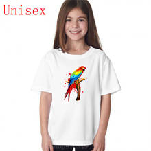 Camiseta de verano para niñas, ropa popular de loro, guacamayo, pájaro exótico, tops 2024 - compra barato