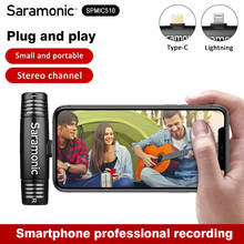 Saramonic spmic510 di/uc compacto microfone estéreo, plug-and-play, microfone com condensador duplo lightning/tipo c jack para iphone android 2024 - compre barato