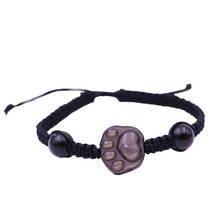 Natural obsidian cat claw artesanal pulseira de ouro homens obsidian casal tecido pulseira de mão presentes comemorativos personalizado 2024 - compre barato