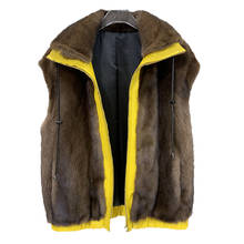 Новинка 2021, пальто из натурального меха норки, женский жилет без рукавов, осенне-зимний роскошный жилет, женская верхняя одежда 2024 - купить недорого
