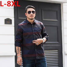 Novo plus size 8xl 7xl 6xl 5xl novo chegou camisas de trabalho dos homens marca manga longa listrado casual camisas masculinas 2024 - compre barato