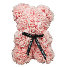 Бесплатная доставка 20 см розовый мишка Роза искусственные украшения Рождественские подарки для женщин подарок на день Святого Валентина 2024 - купить недорого