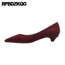 Size 4 34 Low Heels Suede 33 Pointed Toe Kitten Winkle Picker Pumps Black Wine Red Thin Office Ladies Formal Shoes 2021 Elegant 2024 - buy cheap