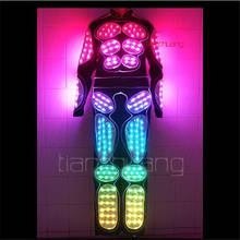 Programmable tron led light costumes full color dj robot men suit RGB colorful luminous outfit party wears glowing clothe show 2024 - buy cheap