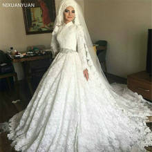 Vestido De novia musulmán De Arabia Saudita, traje De baile De Turquía, hecho a mano, De manga larga, De encaje, De novia, 2021 2024 - compra barato