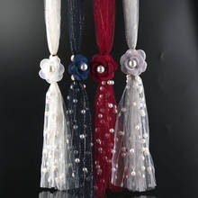 Cadena de suéter con flores y perlas elegantes para mujer, collar coreano, accesorios de cuello de malla, novedad de 2020 2024 - compra barato