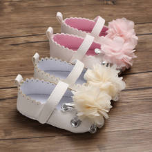 Zapatos con flores artificiales de PU para bebé, calzado para recién nacido, bautizo, ceremonia 2024 - compra barato