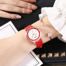 Модные женские часы с кожаным ремешком, корейские простые кварцевые часы с циферблатом, женские наручные часы, Bayan Saat 2024 - купить недорого
