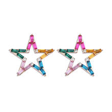 Fashion Rainbow Star Stud Earrings for Women Bohemain Shiny Crystal Cute Earring Wedding Jewelry Gift Wholesale Hot 2024 - buy cheap