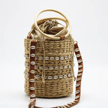 Hot Sale Straw Bags Summer Holiday Beach Bag with Shell Ladies Woven Bucket Bag Ring VacationShoulder Handbag 2024 - buy cheap