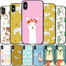 Cute Llama Alpaca Animals Cartoon Cover Soft Silicone black Phone Case For iPhone 5 5S SE 6 plus 7 8 plus X XR XS Max 11 PRO Max 2024 - buy cheap