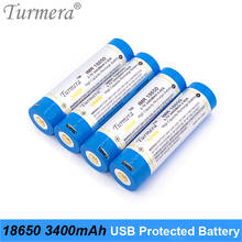 Turmera 18650 NCR18650B 3.7V 3400mah Protected Rechargeable Lithium Battery  2MOS Micro-USB Charging Port for Flashlight 4Pieces 2024 - buy cheap