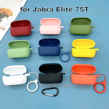 Simple Solid Color Silicone Cover for Jabra Elite 75T Case Bluetooth Earphone Case Wireless Headphone Box Case with Finger Ring 2024 - buy cheap