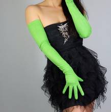 Women's runway fashion faux suede leather green long gloves female sexy club party dress dancing driving long glove 70cm R2702 2024 - buy cheap