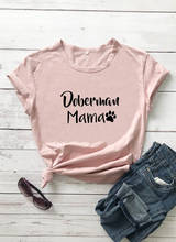 Camiseta con estampado de Doberman Mama with Paw para mujer, camiseta informal divertida 100% de algodón, camisa para amantes de las mascotas, regalo para amantes de los perros 2024 - compra barato