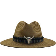 Summer Straw Hat for Men Women Sun Beach Hat Men Jazz Panama Hats Fedora Wide Brim Sun Protection Cap with Leather Belt 2024 - buy cheap