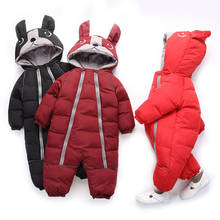 Милый комбинезон с капюшоном для новорожденных, куртка, верхняя одежда для маленьких мальчиков и девочек, зимнее Новое утепленное пальто, хлопковый теплый комбинезон для малышей 2024 - купить недорого