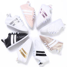 Baby Shoes Boys Girls Sneakers Newborn Shoes Summer Autumn Striped PU Leather Soft Sole Casual Toddler Shoes Prewalkers 0-18M 2024 - buy cheap