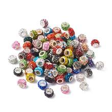 100pcs Polymer Clay Rhinestone European Rondelle Beads Large Hole Beads For Jewelry Making Mixed Color 10~12x7mm, Hole: 5mm 2024 - buy cheap