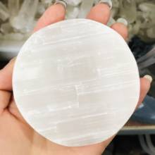 Disco de cristal pulido de ópalo de selenita blanco Natural, piedra preciosa curativa, masajeador de piedra de yeso original 2024 - compra barato