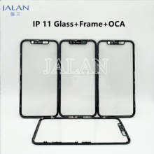 Conjunto de reposição de vidro para ip 11 xr, tela lcd sensível ao toque, 2 peças, com moldura + oca + reforço 2024 - compre barato