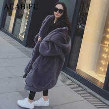 Faux Fur Coat Women 2020 Casual Hoodies Furry Thick Warm Long Faux Rabbit Fur Jacket  Loose Winter Coat Women casaco feminino 2024 - buy cheap