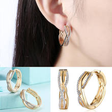 Multilayer Zircon Crystal Earrings Gold Filled Luxury Hoop Earrings Swirl Twisted Ear Hoop For Lady Women Korean Hoop Jewelry 2024 - buy cheap