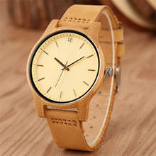 Trendy Yellow Dial Women Watch Minimalist Wooden Watches Rhinestone Display Quartz Timepiece Brown Genuine Leather Female Clock 2024 - buy cheap