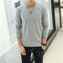 2022 MRMT Mens T Shirts Pure Color V Neck Long Sleeved T-Shirt For Male Thin Material Tee Shirt Men Clothing Tees 2024 - buy cheap