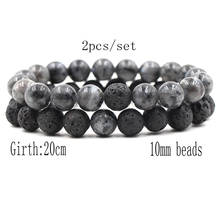 10mm Black & Grey Stone Beads Bracelets & Bangles Couple Bracelet for Lovers His And Hers Jewelry Handmade Trendy Pulseras 2024 - buy cheap