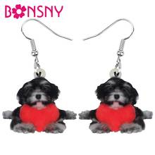 Bonsny-pendientes acrílicos con forma de perro Schnauzer, joyería colgante con forma de perro, para mujeres y niñas 2024 - compra barato